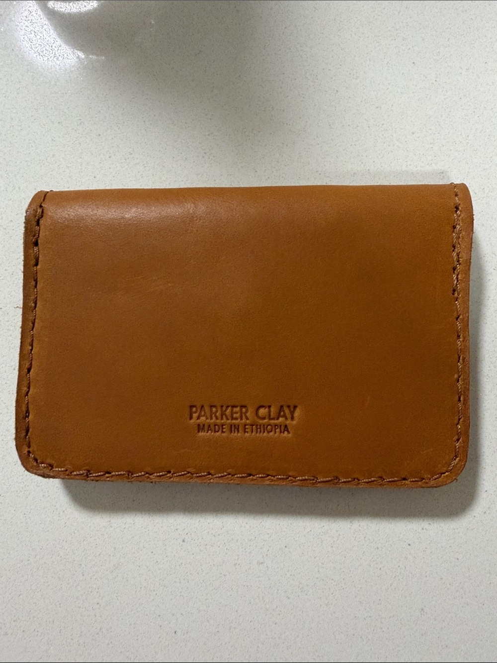 Parker Clay Cognac Leather Card Wallet with Snap